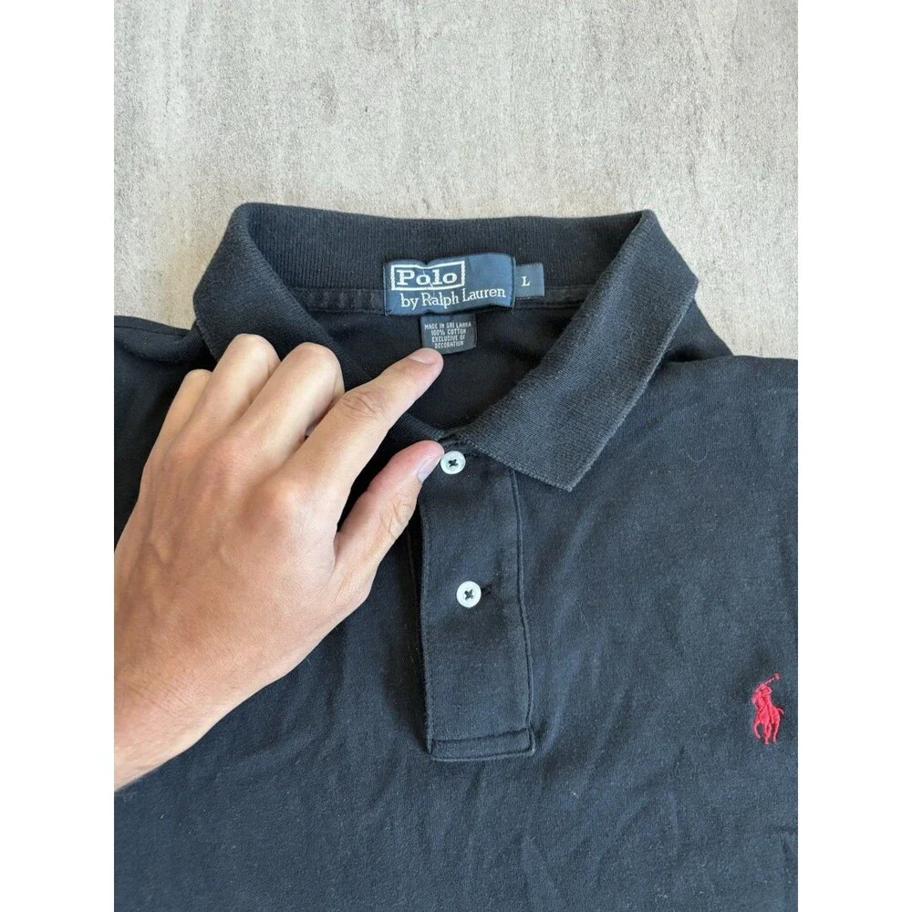 Polo Ralph Lauren Polo Shirt Men’s Large Black Red Pony Rugby Shirt
